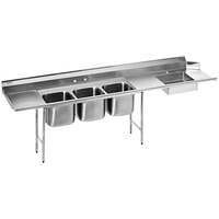 Eagle Group SDTPL-124-16/4 124" 16 Gauge Stainless Steel Left Side Soil Dishtable with 3-Compartment Sink - 20" x 16" x 14" Bowls