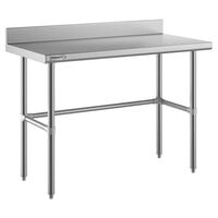 Regency Spec Line Easy Attach 24" x 48" 14-Gauge Stainless Steel Commercial Open Base Work Table with 4" Backsplash