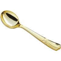 Visions 6" Elegant Gold Heavy Weight Plastic Soup Spoon - 400/Case