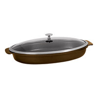 Spring USA Motif Cook & Serve 3 Qt. Bronze Non-Stick Shallow Oval Roaster with Cover 8265-7/38