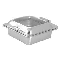 Spring USA Mini Reflection 5 Qt. Half Size Square Stainless Steel Induction Chafer with Glass Lid 2173-6/12