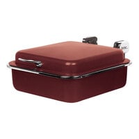 Spring USA Seasons 2/3 Size Rectangular Merlot Stainless Steel Induction Chafer with Chrome Accents 2384-367