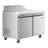 Avantco SS-PT-48-8-HC 48 inch 2 Door Stainless Steel Refrigerated Sandwich Prep Table with Workstation