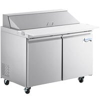 Avantco SS-PT-48-C 46 3/4" 2 Door Stainless Steel Cutting Top Refrigerated Sandwich Prep Table with Extra Deep Cutting Board
