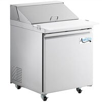 Avantco SS-PT-27-AC 27 1/2" ADA Height 1 Door Stainless Steel Cutting Top Refrigerated Sandwich Prep Table with Extra Deep Cutting Board