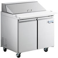 Avantco SS-PT-36-C 36" 2 Door Stainless Steel Cutting Top Refrigerated Sandwich Prep Table with Extra Deep Cutting Board