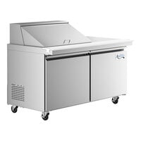 Avantco SS-PT-60M-15-HC 60 inch 2 Door Mega Top Stainless Steel Refrigerated Sandwich Prep Table with Workstation