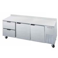 Beverage-Air WTRD93AHC-2-23 93" Compact 2 Door, 2 Drawer Worktop Refrigerator with 3" Casters