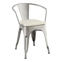 Lancaster Table & Seating Alloy Series Clear Coat Indoor Arm Chair with Tan Fabric Magnetic Cushion