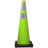 Cortina DW Series 36" Lime Traffic Cone with 10 lb. Base and Double Reflective Collars 03-500-06LI