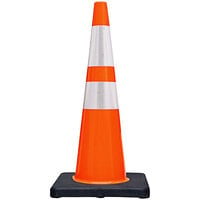Cortina DW Series Slim Line 28" Orange Traffic Cone with 7 lb. Base and Double Reflective Collars 03-500-51