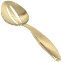 Front of the House 10 1/4" 18/10 Stainless Steel Extra Heavy Weight Matte Brass Slotted Serving Spoon - 12/Case