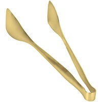 Front of the House 12" 18/10 Stainless Steel Extra Heavy Weight Matte Brass Tongs - 6/Case