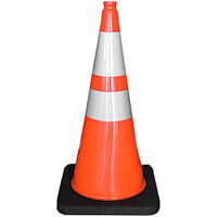 Cortina DW Series 28" Orange Traffic Cone with 10 lb. Base and Double Reflective Collars 03-500-24