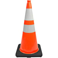 Cortina DW Series 28" Orange Traffic Cone with 7 lb. Base and Double Reflective Collars 03-500-10
