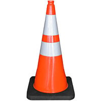 Cortina DW Series 36" Orange Traffic Cone with 10 lb. Base and Double Reflective Collars 03-500-06
