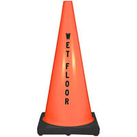 Cortina DW Series 18" Orange Traffic Cone with 3 lb. Base and One-Sided "Wet Floor" Stencil 03-500-22