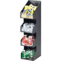 Cal-Mil 1423 Classic Four Tier Black Condiment Display with Clear Bin Fronts - 5 1/4" x 6 3/4" x 21"