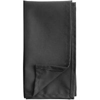 Oxford Black 100% Spun Single-Ply Polyester Cloth Napkins, 20" x 20" MSL2020BLK - 144/Case