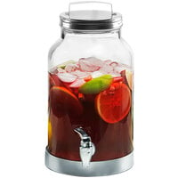 Stylesetter Silver Creek 1.5 Gallon Glass Beverage Dispenser with Galvanized Metal Lid and Base by Jay Companies
