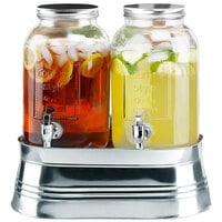 Stylesetter Classic Farmhouse 1 Gallon Double Glass Beverage Dispenser with Galvanized Metal Base by Jay Companies
