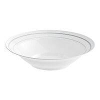 WNA Comet MPBWL10WSLVR 10 oz. White Masterpiece Bowl with Silver Accent Bands - 15/Pack