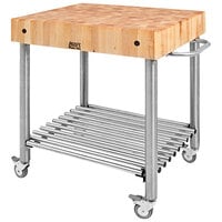 John Boos & Co. Cucina D'Amico 30" x 24" Maple Kitchen Cart with Undershelf and Towel Bar CUCD15