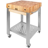 John Boos & Co. Cucina Technica 30" x 24" Maple Cart with Undershelf and Towel Bar CUCT24