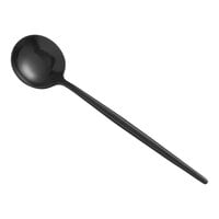 Acopa Odin Black 7 1/8" 18/8 Brushed Stainless Steel Extra Heavy Weight Forged Bouillon Spoon - 12/Case