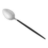 Acopa Odin Black / Silver 9" 18/8 Brushed Stainless Steel Extra Heavy Weight Forged Dinner / Dessert Spoon - 12/Case