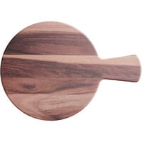 Acopa 9" Round Walnut Faux Wood Melamine Serving Board with Handle