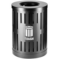 Commercial Zone Parkview Dualcoat 72860399 34 Gallon Black Steel Trash Receptacle with Logo