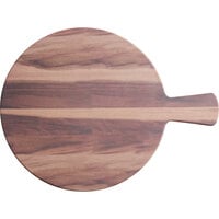 Acopa 12 1/2" Round Walnut Faux Wood Melamine Serving Board with Handle