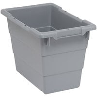 Quantum 5.51 Gallon Gray Cross Stack Tub with Built-In Handle Grips and Bottom Grooves TUB1711-12GY