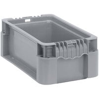 Quantum 12" x 7 1/2" x 5" Heavy-Duty Gray Stacker Straight Wall Container with Built-In Handle Grips RSO1207-5