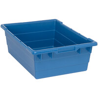 Quantum 9.81 Gallon Blue Cross Stack Tub with Built-In Handle Grips and Bottom Grooves TUB2417-8BL