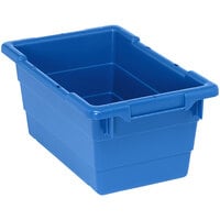 Quantum 3.85 Gallon Blue Cross Stack Tub with Built-In Handle Grips and Bottom Grooves TUB1711-8BL