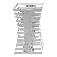 Spring USA Xcessories 8 1/2" x 8 1/2" x 13 3/4" Square Stainless Steel Hammered Finish Display Tower / Riser