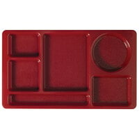 Cambro 915CW416 Camwear (2 x 2) 8 3/4" x 14 15/16" Ambidextrous Heavy-Duty Polycarbonate NSF Cranberry 6 Compartment Serving Tray - 24/Case