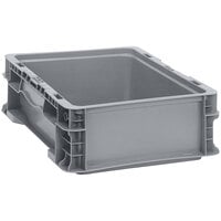 Quantum 12" x 15" x 5" Heavy-Duty Gray Stacker Straight Wall Container with Built-In Handle Grips RSO1215-5