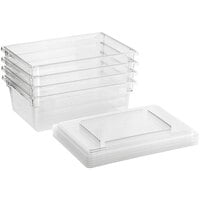 Cambro Camwear 26" x 18" x 9" Clear Polycarbonate Food Storage Box with Lid - 6/Set