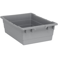 Quantum 9.81 Gallon Gray Cross Stack Tub with Built-In Handle Grips and Bottom Grooves TUB2417-8GY