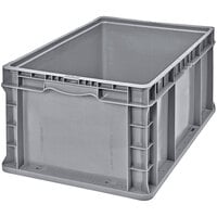 Quantum 24" x 15" x 9 1/2" Heavy-Duty Gray Stacker Straight Wall Container with Built-In Handle Grips RSO2415-9