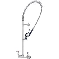 Eversteel by T&S S-0133-BJ Stainless Steel 8" Wall Mount Mixing Faucet and Pre-Rinse Unit with 1.07 GPM Spray Valve