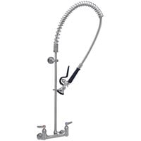 Eversteel by T&S S-0133-BY Stainless Steel 8" Wall Mount Mixing Faucet and Pre-Rinse Unit with 1.15 GPM Spray Valve