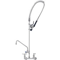 Eversteel by T&S S-0133-A12-BJ Stainless Steel 8" Wall Mount Mixing Faucet with 12" Swing Nozzle and Pre-Rinse Unit with 1.07 GPM Spray Valve