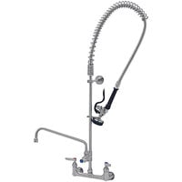 Eversteel by T&S S-0133-A12-B Stainless Steel 8" Wall Mount Mixing Faucet with 12" Swing Nozzle and Pre-Rinse Unit with 1.15 GPM Spray Valve