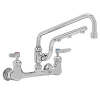 T&S B-0231-U12-CR Ultrarinse 8" Wall Mount Mixing Faucet with 12" Swing Nozzle and 10" 1.5 GPM Sprayer Arm