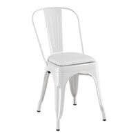 Lancaster Table & Seating Alloy Series Pearl White Indoor Cafe Chair with Pearl White Vinyl Cushion