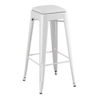 Lancaster Table & Seating Alloy Series Pearl White Indoor Backless Barstool with Pearl White Vinyl Cushion